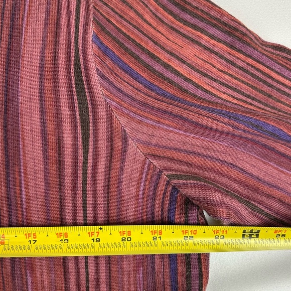 St. John Sport Stripe Wool Zippered Cardigan Sweater - Picture 9 of 10